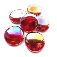 Store runde glas rød iridiseret skinnende transparent