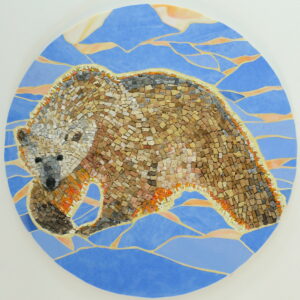 Isbjørn, mosaikkunst, mosaik af natursten, smalti og farvede glasplader