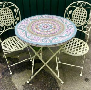 mosaikbord ø 70 cm fransk romantisk stil cafebord med mosaik